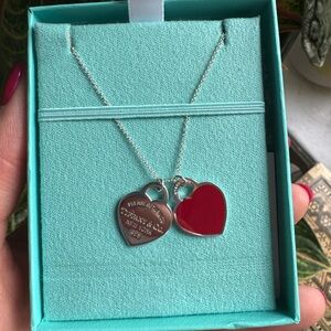 Tiffany Double Heart Pendant Large Size, Red Brand New. RTT.